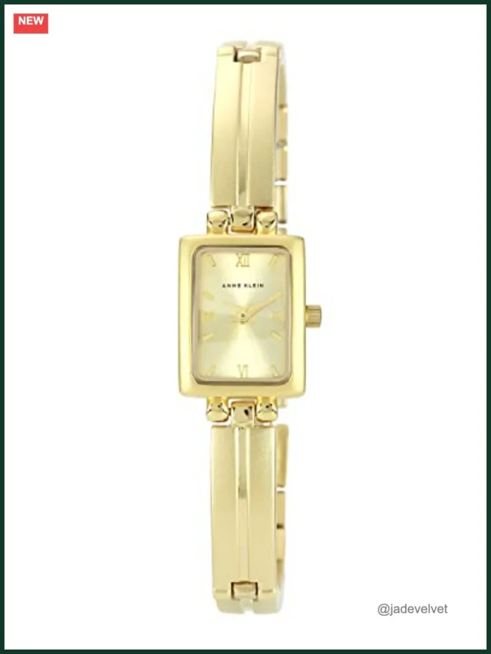Gold-Tone Dress Watch Rectangular Champagne Dial Quartz Analog